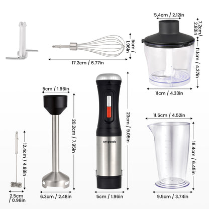 GatBlender Handheld, Variable Speed Multifunctional Immersion Blender for Smoothies, Emulsions, Pureed Food and More