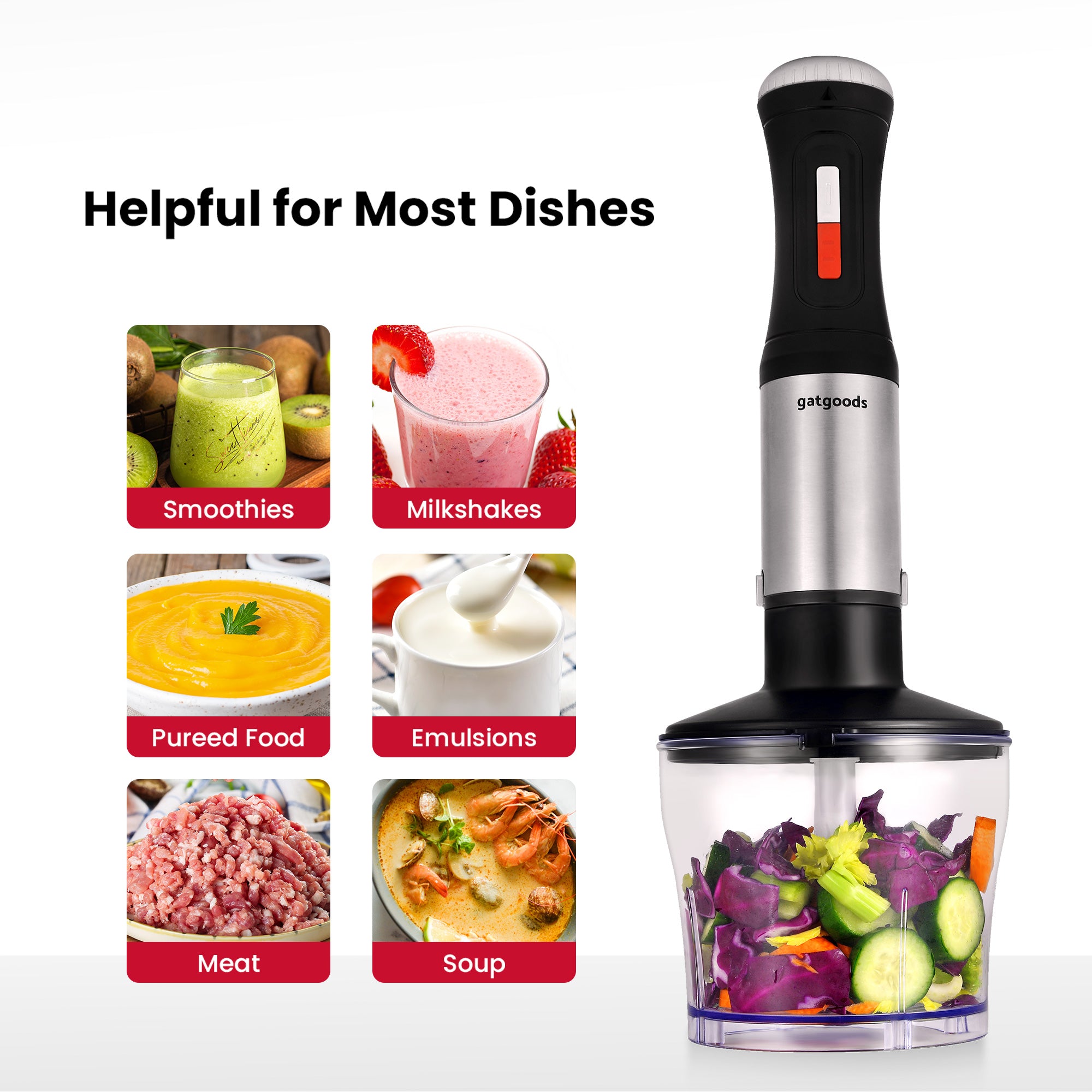 Immersion Blender for Smoothies, Emulsions, Pureed Food and More